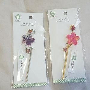 NWT 2 cherry blossom ornamental hairpins